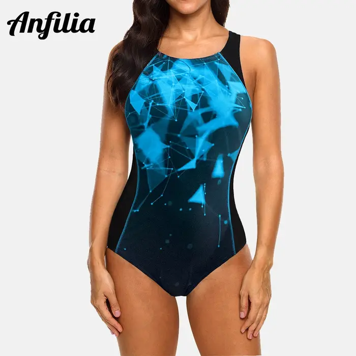 Anfilia une pièce femmes maillots de sport dos nu Triangle conservateur imprimé maillot de bain Patc