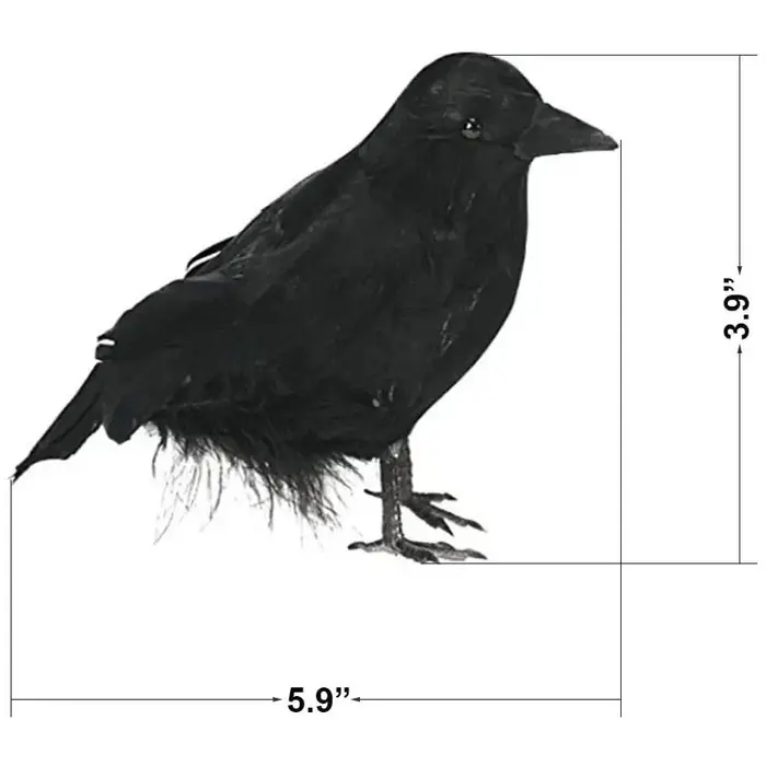 Corbeau artificiel réaliste pour décoration Halloween - Accessoire fête d'horreur - Ornement corbeau effrayant