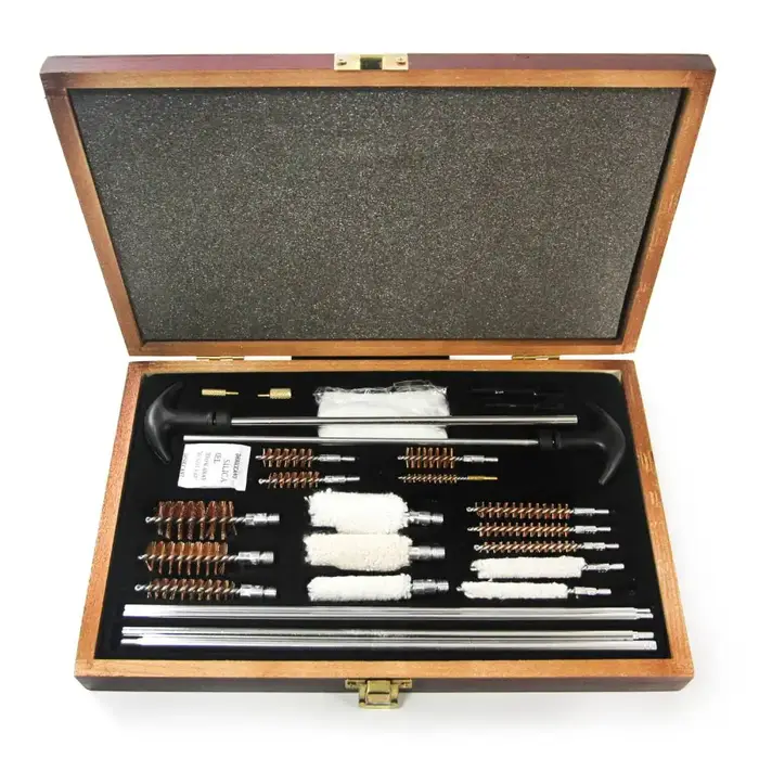 Kit de Nettoyage Universel pour Pistolet et Fusil de Chasse - Mallette en Bois