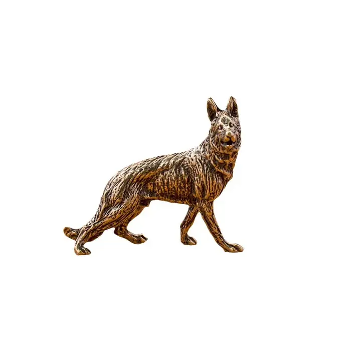 Statue de chien de berger allemand Vintage, ornement Miniature d'animal en laiton pur, accessoires d