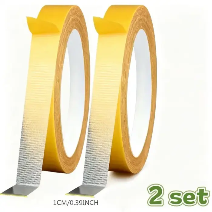 2 rouleaux de ruban adhésif double face en tissu ultra-résistant, sans couture, sans repassage, pour
