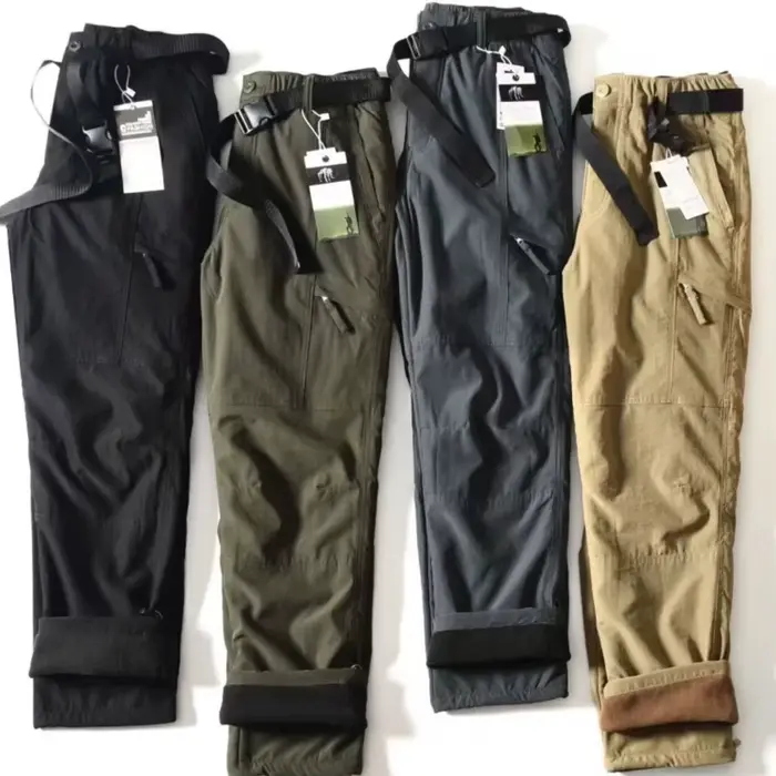 Pantalon cargo polaire hiver homme - Pantalon de randonnée imperméable chaud pour automne-hiver