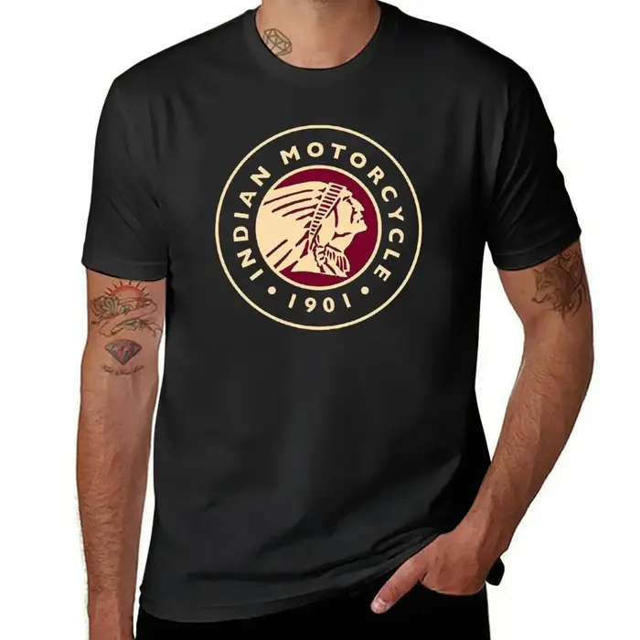 T-shirt de moto vintage indien pour hommes, haut d'été, t-shirt surdimensionné, Black friday