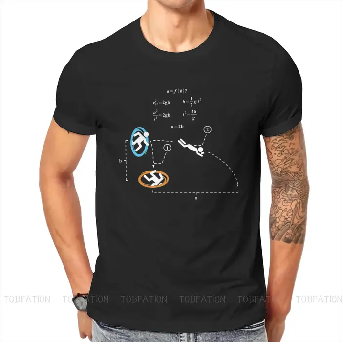 T-shirt Portal Chell imprimé en coton pour hommes avec design Harajuku Grunge, pour les fans de jeux vidéo et les occasions spéciales
