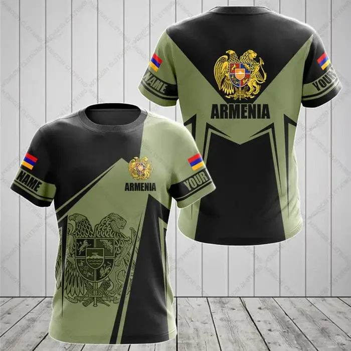 T-shirt manches courtes homme, ample et surdimensionné, avec drapeau arménien et armoiries, pull déc