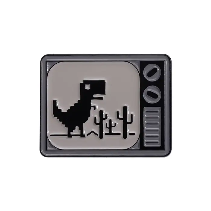 Club de broches |   Badge de dinosaure Pixel TV rétro de dessin animé, broche en métal émail personn