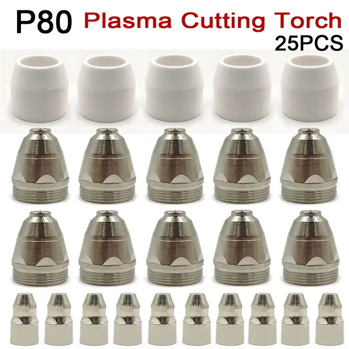 Bouclier de torche de soudage plasma P80, buse d'électrode de pointe, coupe consommable, CNC, 60A, 8