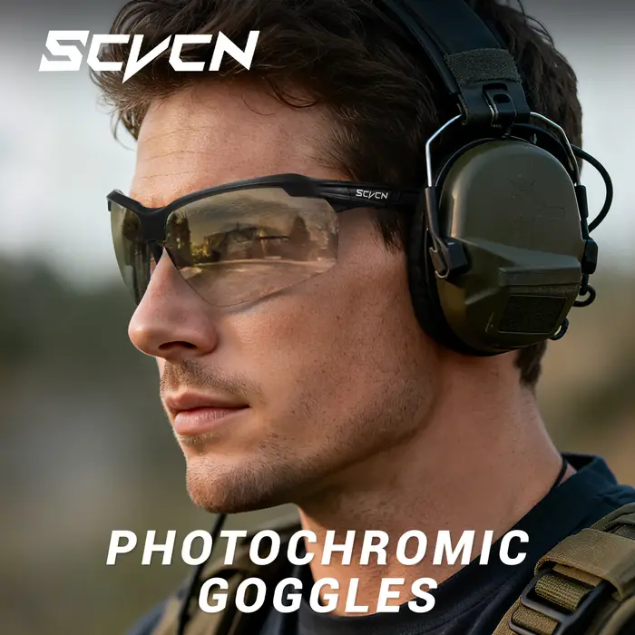 Lunettes de chasse photochromiques SCVCN - Protection anti-explosion pour airsoft et tir sportif - Monture tendance