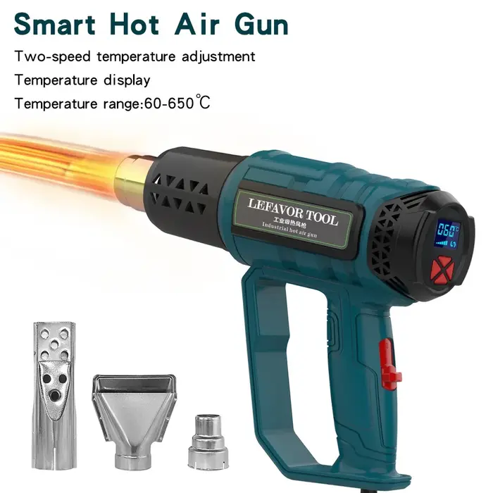 2000W 220V pistolet à Air chaud électrique industriel thermorégulateur pistolet thermique emballage 