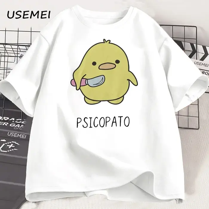 Psicopato T-shirt hommes femmes mignon canard avec couteau T-shirt décontracté à manches courtes cot
