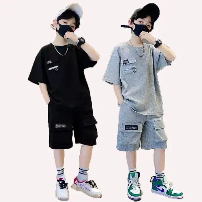 Ensemble de vêtements de sport pour garçons, tenue d'été pour enfants, haut à manches courtes et sho