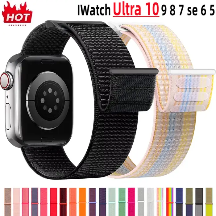Bracelet nylon boucle pour Apple Watch 46mm 40mm 44mm 45mm 42mm 41mm 38mm iWatch Ultra 49mm séries 8/7/6/SE