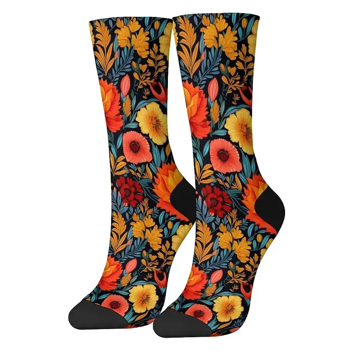 Chaussettes homme fun fleurs rétro artistiques - Style décontracté outdoor cadeau chasseur original