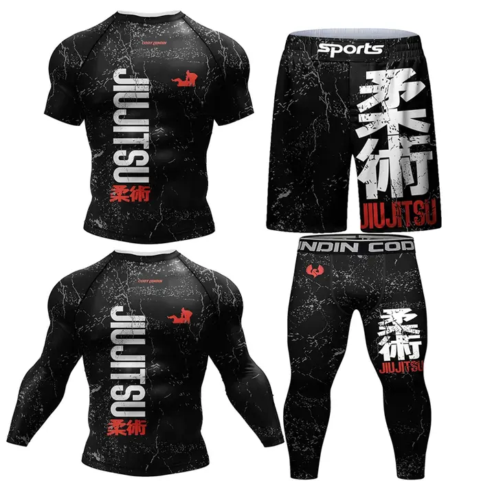 Nouveau Kimono Jiu Jitsu Rashguard pour hommes Mma T-shirt + pantalon 4 pièces/ensemble Muay thai Sh