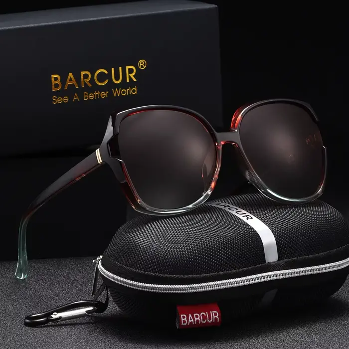 BARCUR-Lunettes de soleil polarisées pour femme, monture PC surdimensionnée, verres dégradés, access
