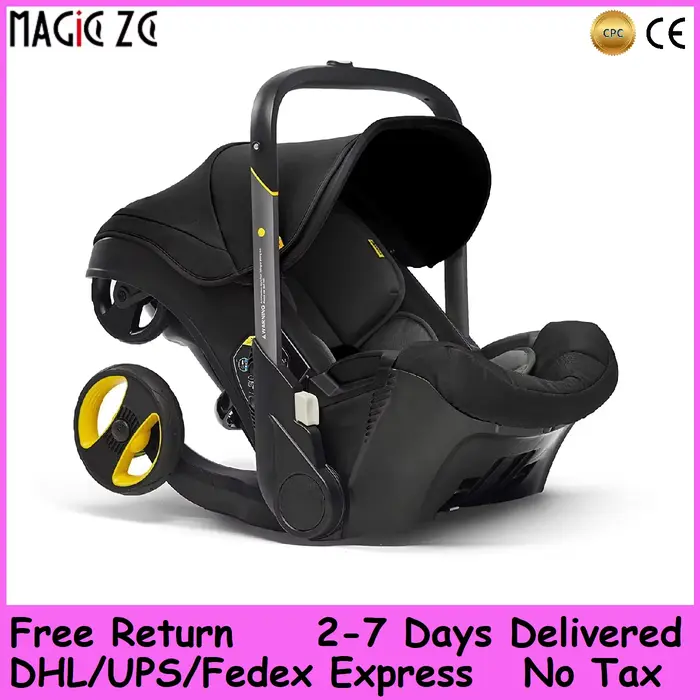 Poussette et siège auto 4-en-1 légère, pliage compact 60x45cm 360 °   Roues avant pivotantes, frein 