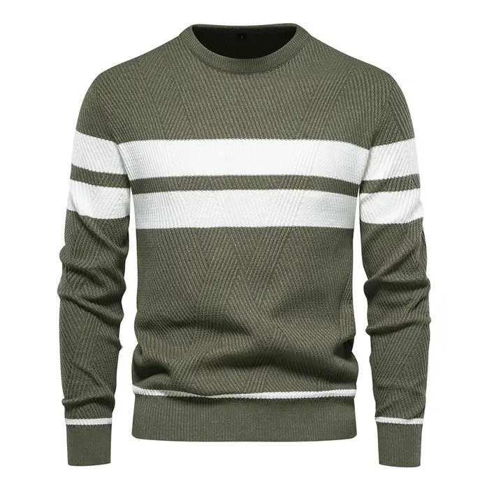 Nouveau automne pull hommes pull col rond Patchwork à manches longues chaud mince chandails hommes d