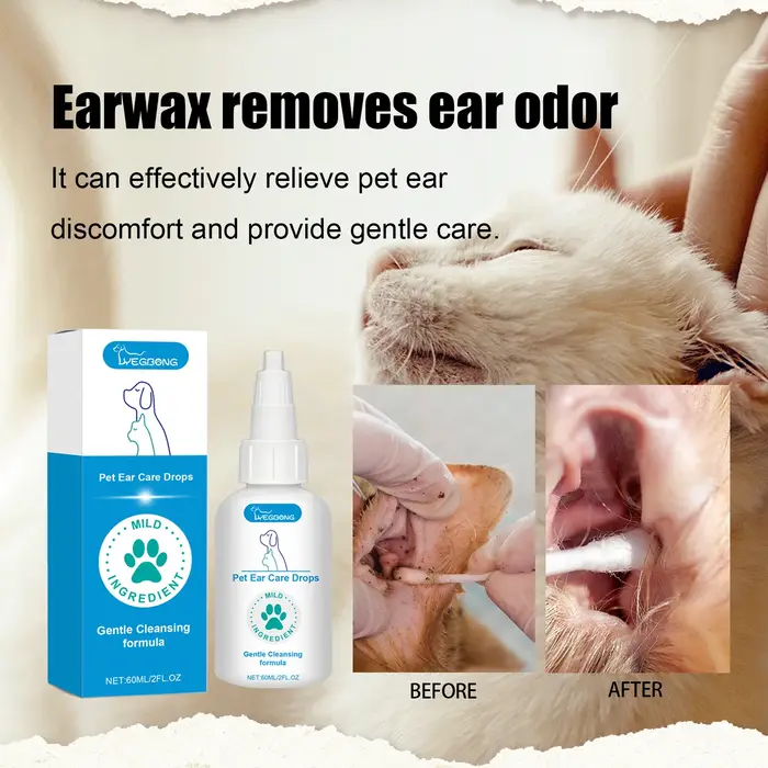 Gouttes de soins des oreilles pour animaux de compagnie, pour chat Dag, nettoie en douceur les oreil