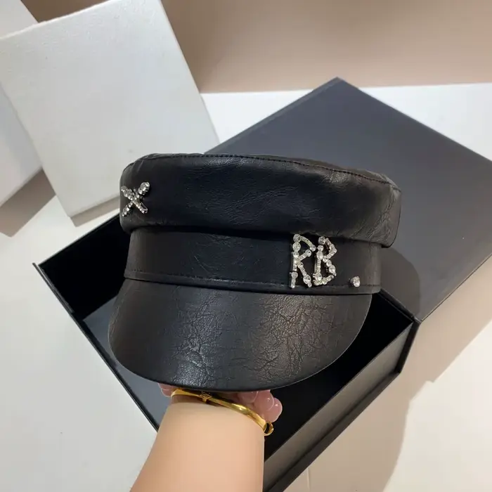 Casquettes de journal en cuir PU unisexe RB, multifonction, noir, mode, chapeau plat pour femmes et 