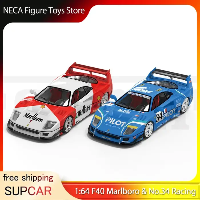 SUPCAR 1:64 F40 Marlboro No.34 modèle de lignée de course en alliage Simulation à collectionner édition limitée voiture de course Vintage pour les passionnés