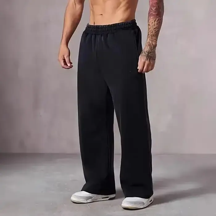 Pantalon de survêtement surdimensionné à jambes larges pour hommes, grande taille, coupe ample avec 