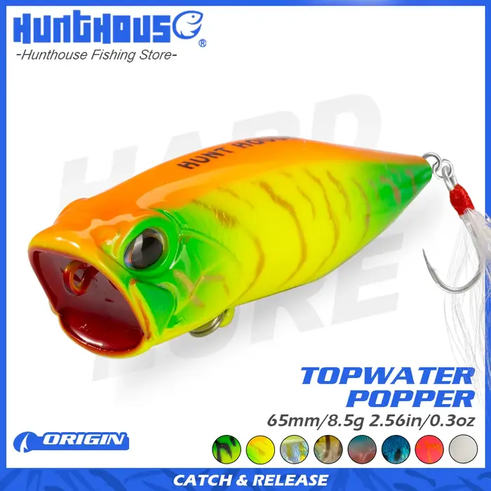 Hunthouse pealis fangpop Popper leurre de pêche 65mm 8.5g Topwater Poppers