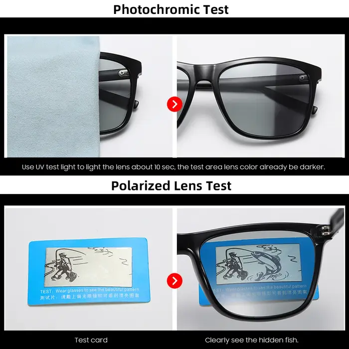 Lunettes de soleil de pêche classiques pour hommes et femmes, polarisées, monture carrée en métal, U