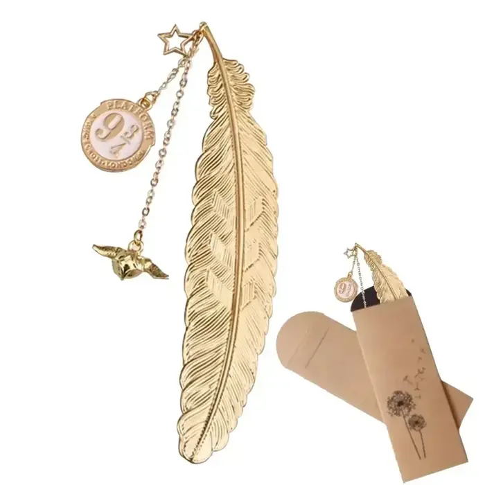 Harried Potter Marque-page exquis Plume d'Or Snitch Poudlard Poufsouffle Serdaigle Serpentard Gryffondor Pendentif Gland Marque-page