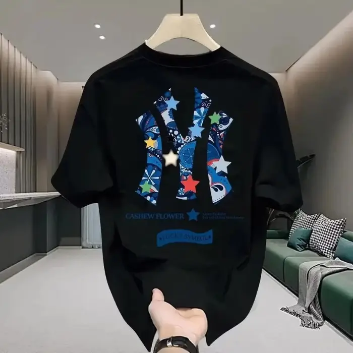 T-shirt Homme 2026 en Coton Épais Marque Tide, Manches Courtes, Tendance Été, Col Rond Décontracté, 