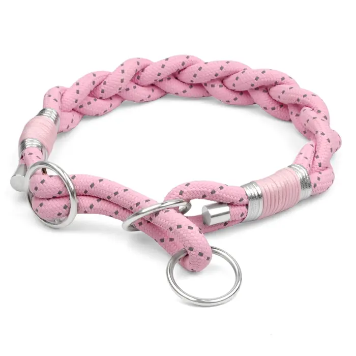 Collier tressé torsadé pour chien, solide avec effet réfléchissant, colliers pour animaux de compagn