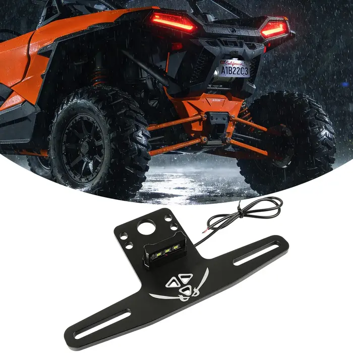 Support de plaque d'immatriculation ATV UTV avec lumière LED, pour Polaris RZR XP 1000 900 850 800, 