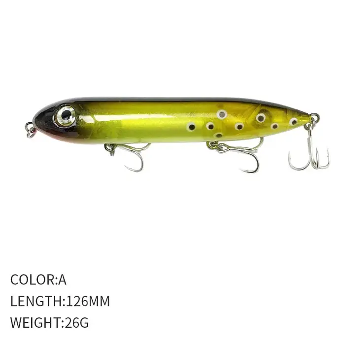 Leurre de pêche Walking Lure 126mm 26g pour eau salée, Super Spook Pencil Lure, Wobbler Topwater Wal