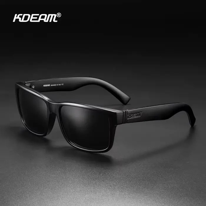 KDEAM nouvelles lunettes de soleil polarisées carrées noires hommes lunettes de créateur à dessus pl