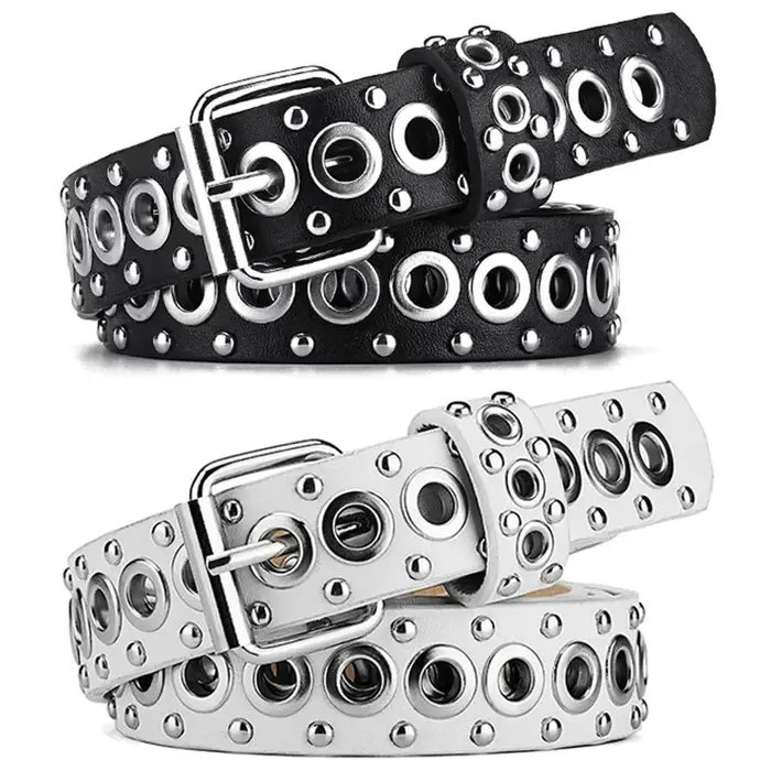 Ceinture fine à rivets pour femmes, à la mode, avec boucle à aiguille personnalisée, tendance de rue