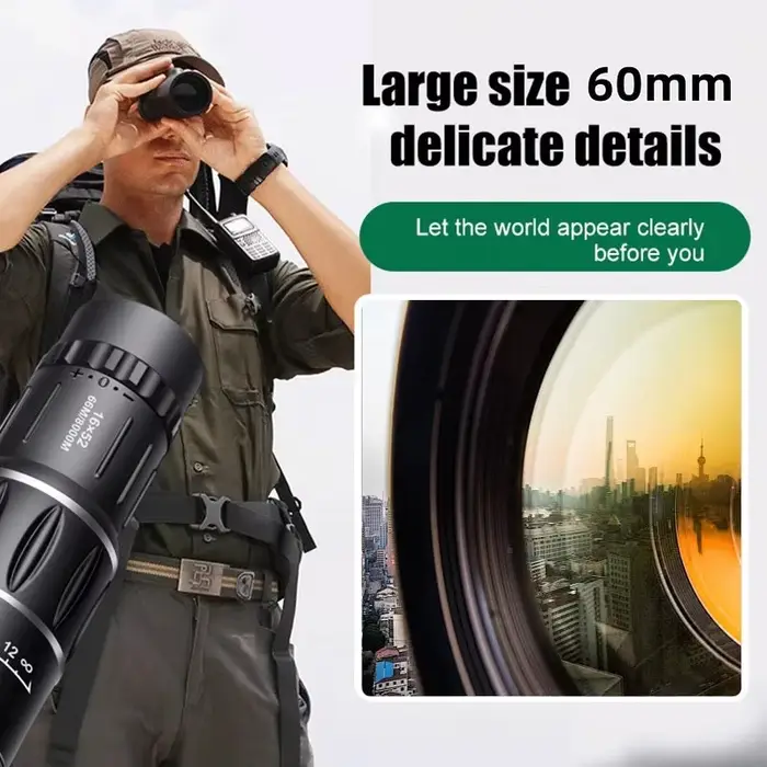 Longue-vue monocular 16x52 haute puissance double mise au point zoom optique - Longue portée télescope espion