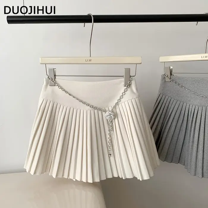 DUOJIHUI-Mini Jupe Trapèze Abricot pour Femme, Élégante, Décontractée, Chic, Simple, Mode Hiver, 3 C