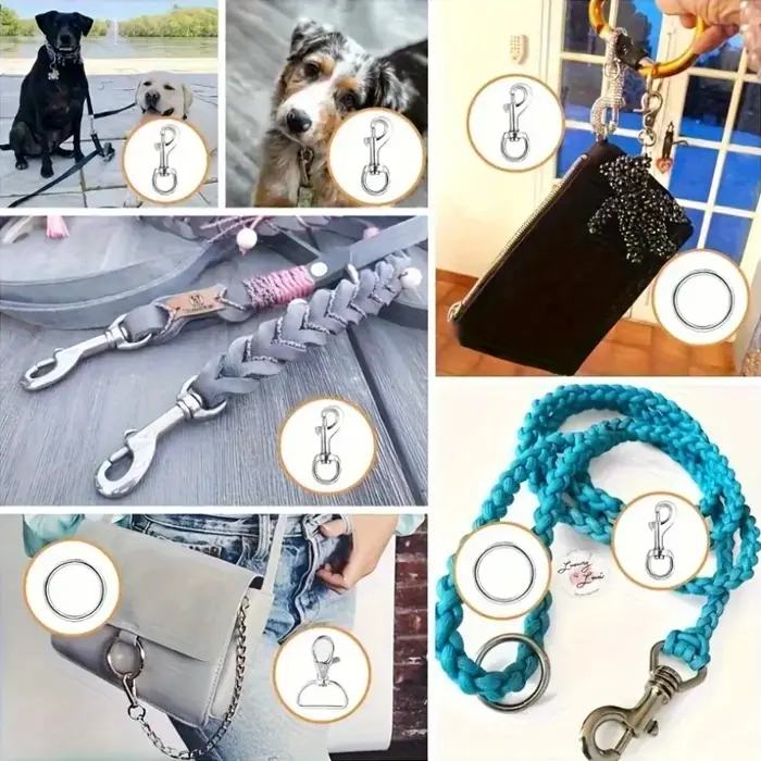 Lot de 10 accessoires pour animaux de compagnie avec une laisse pour chien en alliage métallique conçue pour les diamètres intérieurs de 1 à 2,5 cm, sans batterie
