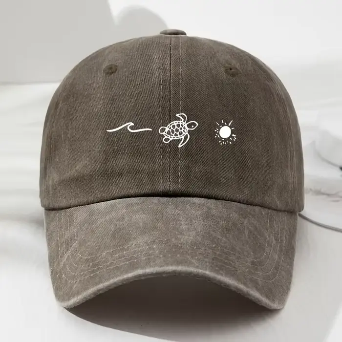 Casquette de baseball imprimée à motif de tortue style décontracté pour homme et femme plage et ville occasionnels