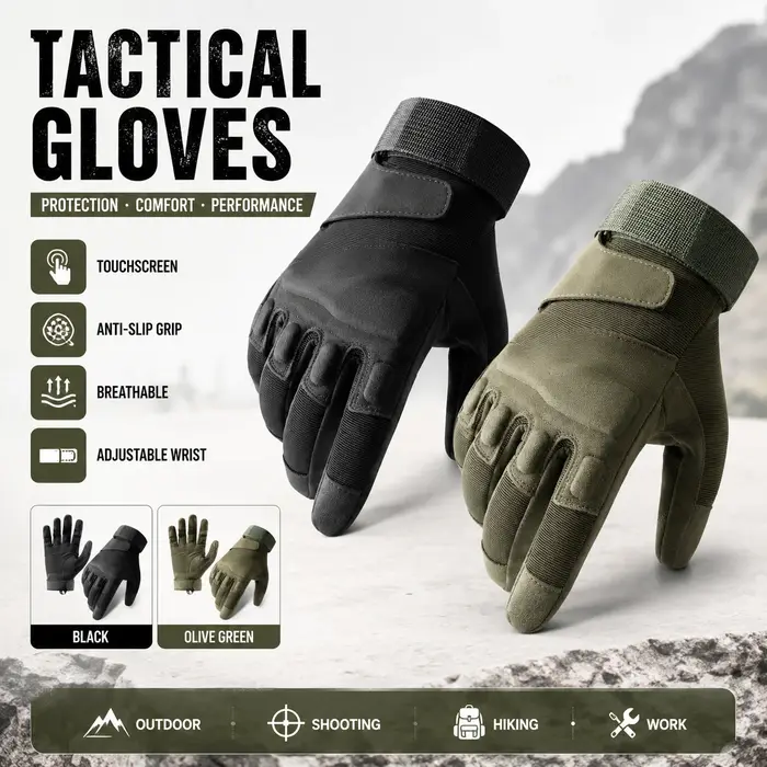 Gants tactiques hiver hommes épais coque caoutchouc - Protection froid
