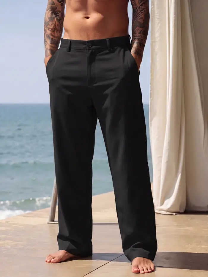 Nouveau pantalon de costume décontracté en lin uni pour hommes, style européen et américain, nouvell