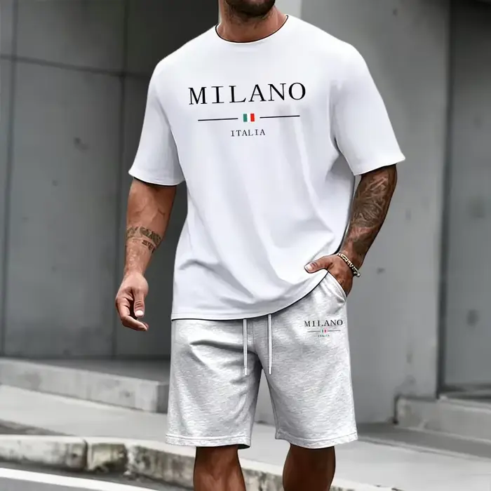 Ensemble de survêtement homme : T-shirt à manches courtes et short de sport – Collection été 2026 – Style italien –