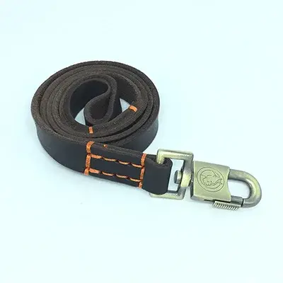 Laisse pour chien en cuir véritable marron de 1 "de large, robuste et robuste, grande laisse d'entra