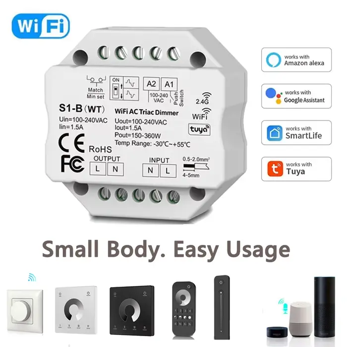 Tuya Smart Life WiFi RF AC Triac variateur LED de contrôle interrupteur poussoir 110V 220V 230V télé