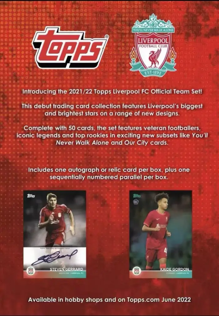 Collection Boîte d'équipe TOPPS Liverpool 2021-22 échantillons signatures uniques pour les fans de football occasions spéciales