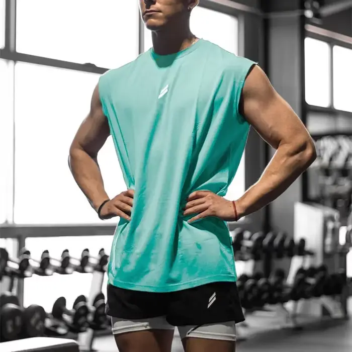 Débardeur de sport d'été pour hommes, T-shirt sans manches en maille ample et respirante, gilet à sé