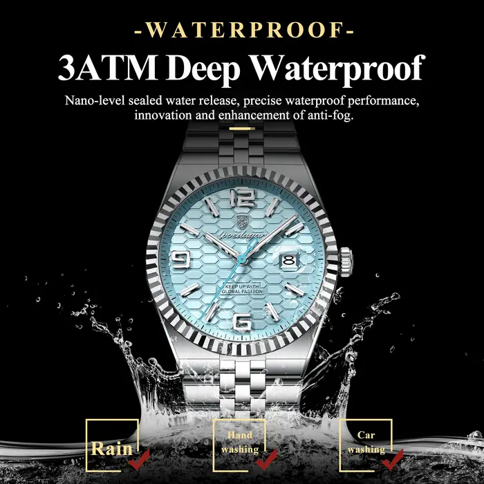 Montre homme POEDAGAR quartz luxe étanche - Acier inox lumineuse calendrier affaires marque originale qualité