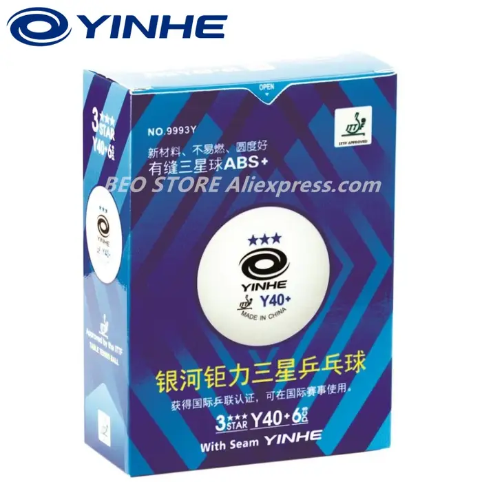 60 balles YINHE 3 étoiles Y40 + H40 + ABS nouveau matériau plastique approuvé ITTF balle de Tennis d