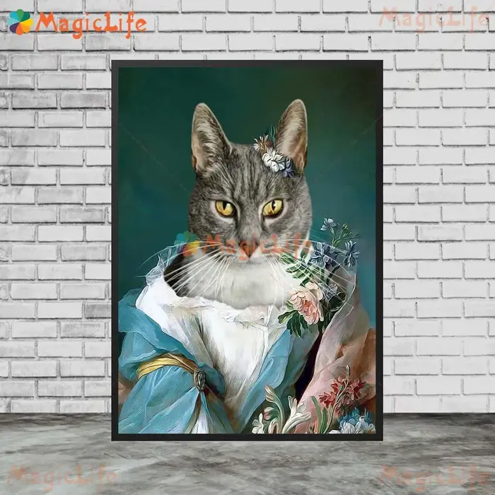 Affiches murales Vintage avec Portrait de chien et chat drôle, images murales pour salon, affiche no