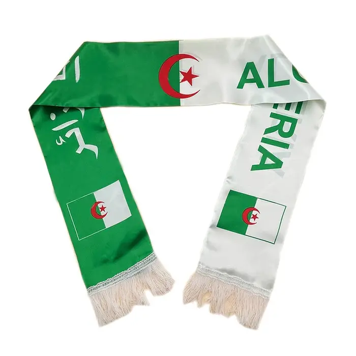 Ahilxemrbrae-Écharpe drapeau algérien personnalisée, écharpe en satin de l'équipe de football, 14x13