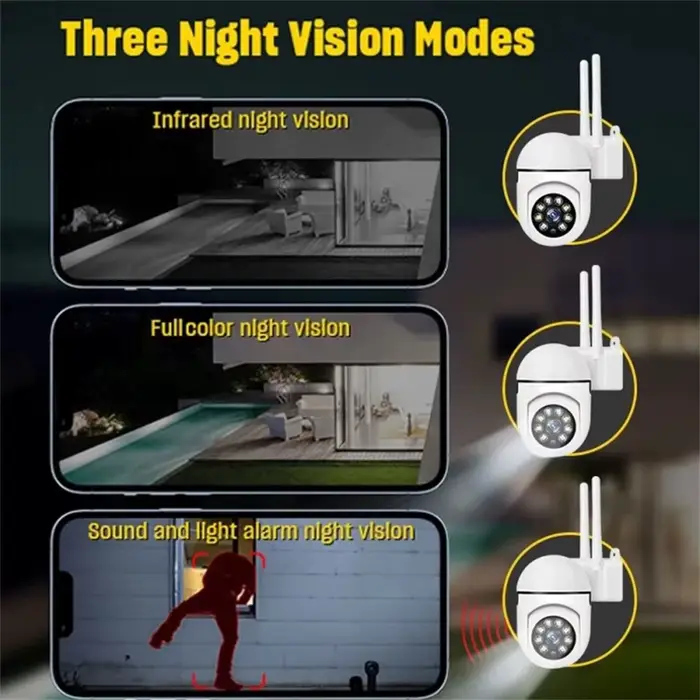 Caméra sécurité extérieure 8MP WiFi PTZ zoom 4x tracking IA humain audio bidirectionnel vision nocturne HD couleur